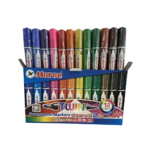 HORSE  ปากกาเคมี มาร์คเกอร์ 2 หัว 12 สี TWIN-PEN
